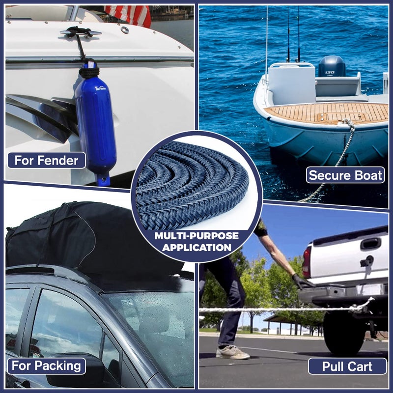 ACY Marine Double Braided Nylon Dockline (Navy, 3/8-Inch x 20-Feet) - Image 5